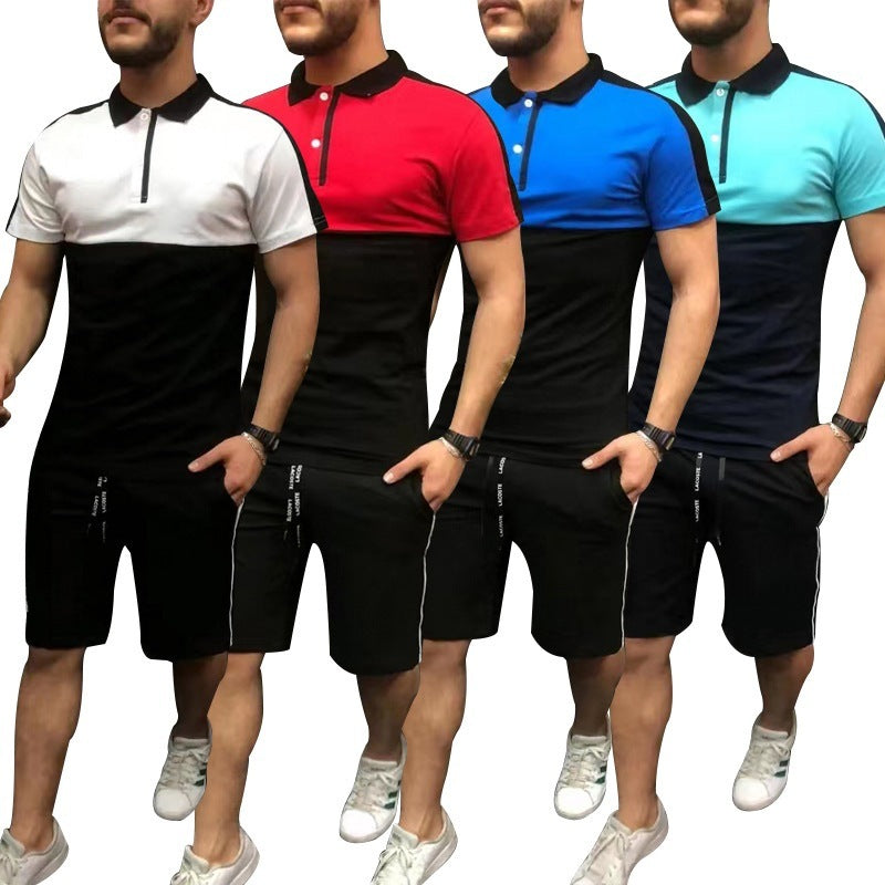 Heren casual pak revers poloshirt en shorts