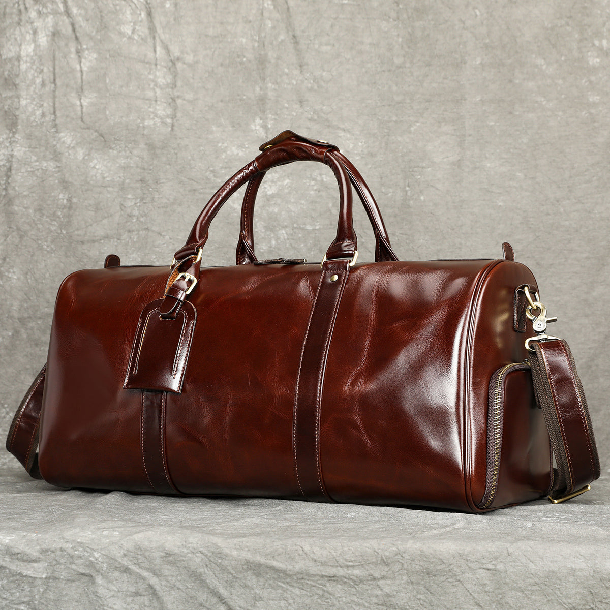 Men's Leather Travel Bag Large Capacity Cowhide Duffle Bag