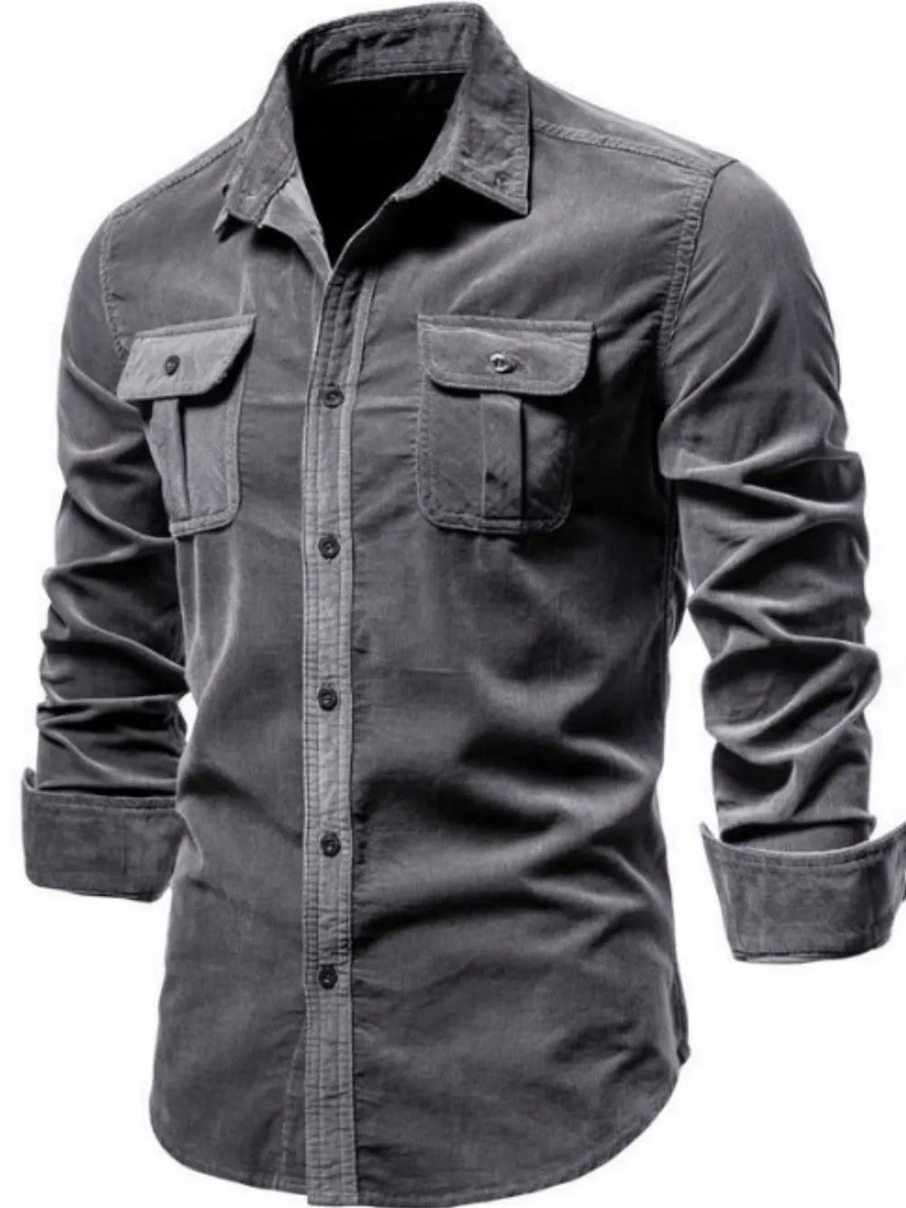 Men's Full Size Collared Neck Button Down Shirt with Chest Pockets Plus Size