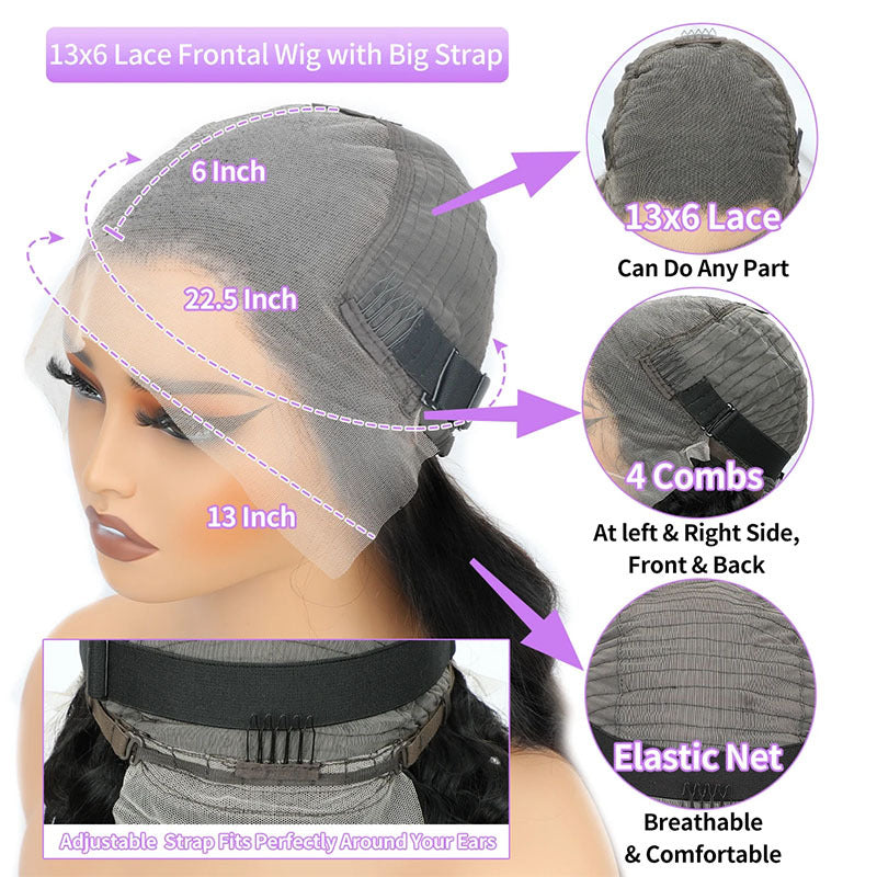 Human Hair Straigth Front Lace Wig With Headband