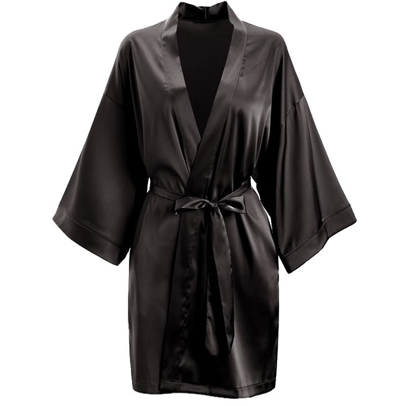 Lace Trim Ice Silk Womens Sleepwear Nightdress
