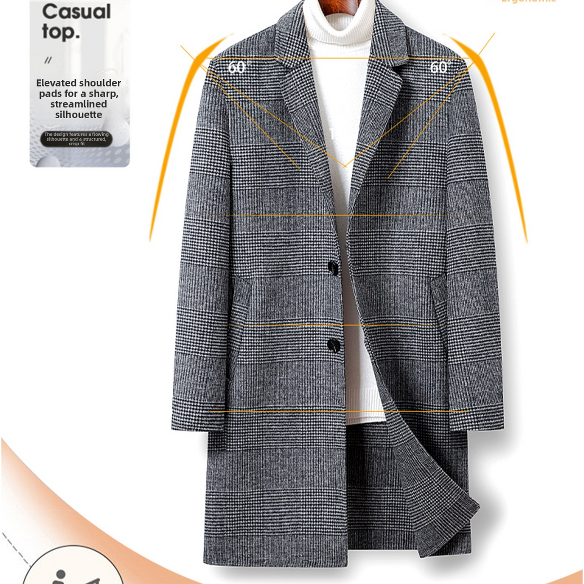 Mens Double-Sided Woolen Trench Coat