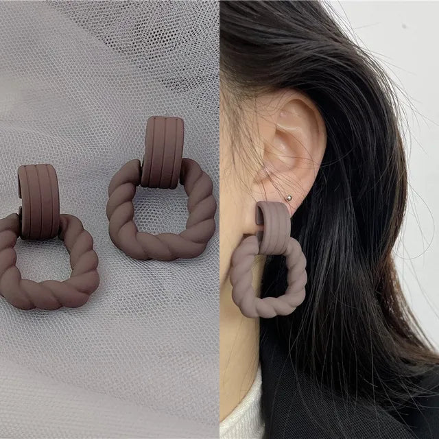 Boho Women's Acrylic Hoop Earrings New Fashion Geometric Twist Dangle Earrings Trend Female Jewelry Gifts