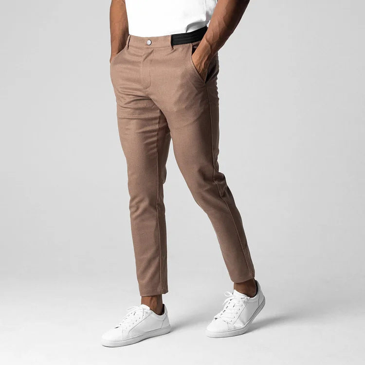 Heren Slim Grijs Business Rechte Pantalon