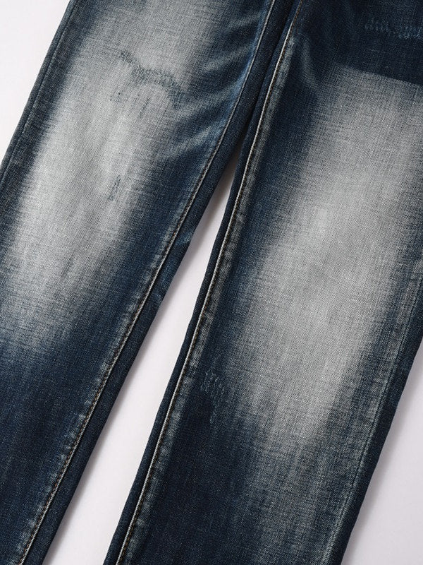 Washed slim fit denim jeans met smalle pijpen voor heren
