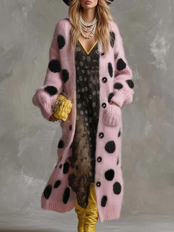 Women's long-sleeved knitted cardigan coat