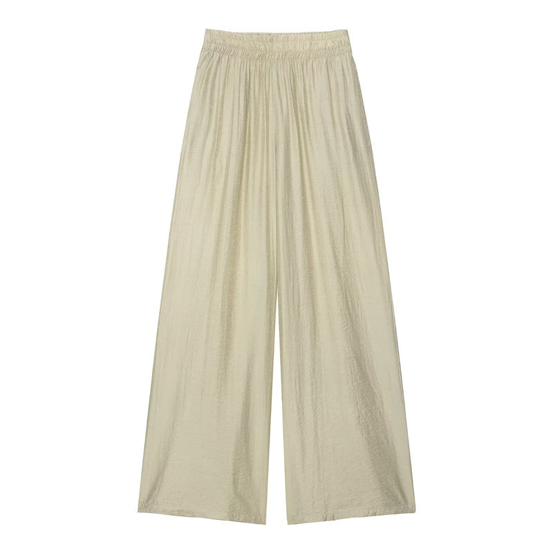Elegant Style Design Shirt Top and Wide-Leg Pants Set