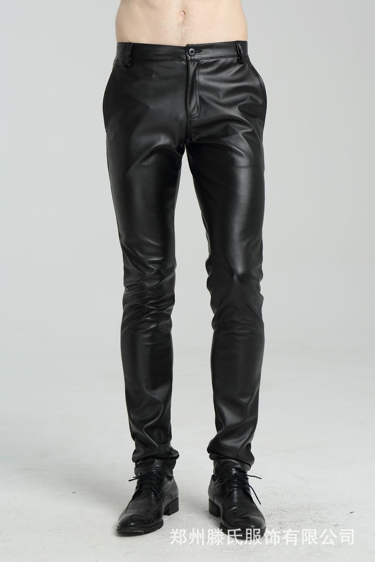 2025 new spring and autumn leather pants men's fashion skinny motorcycle leather pants thin plus size PU trousers wholesale