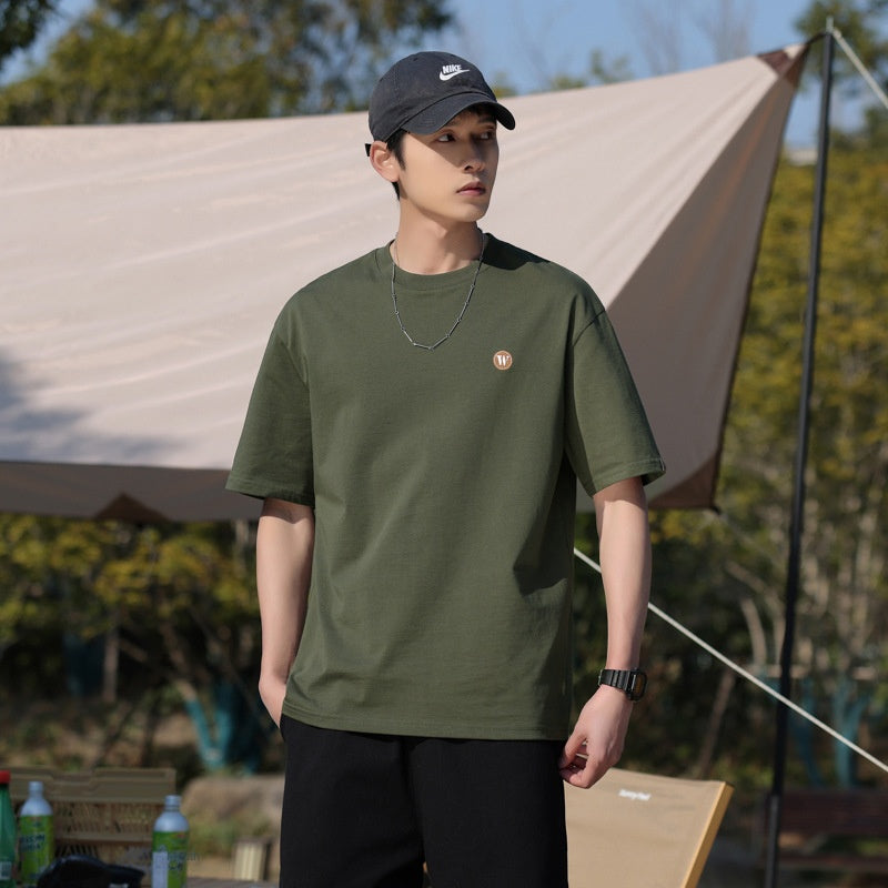 Cotton Summer Loose Texture Letter Embroidered T-shirt