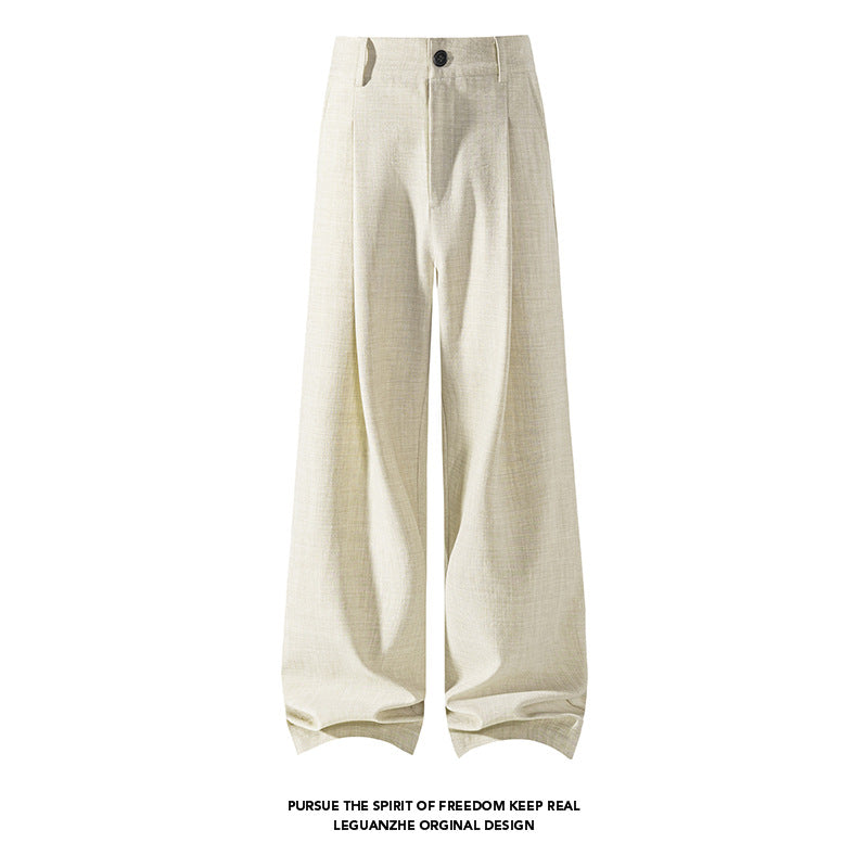 Loose Wide-Leg Straight Floor-Length Trousers