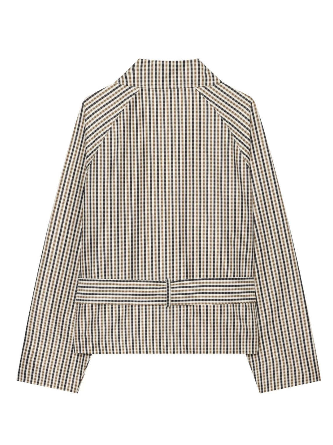 Klassieke double-breasted trenchcoat met ruitpatroon en ceintuur