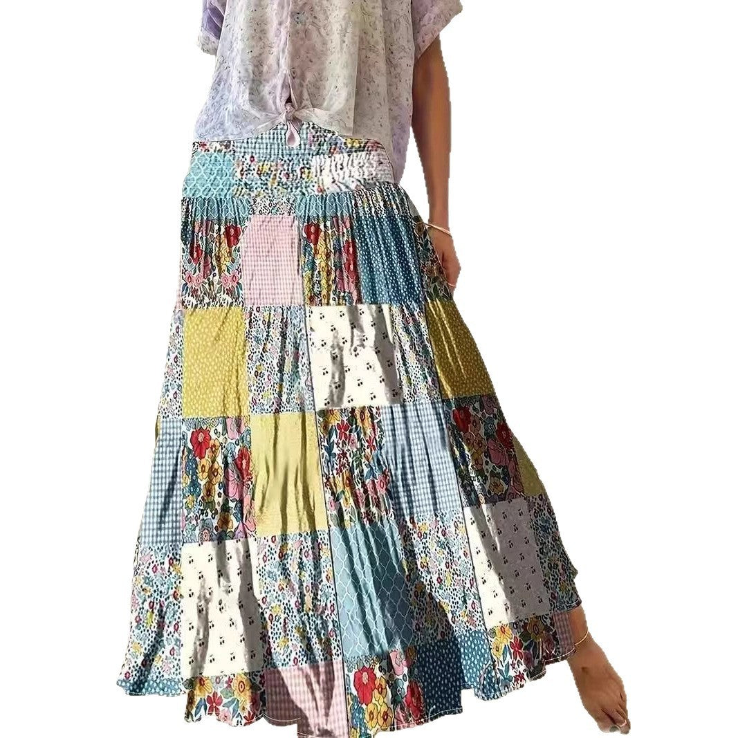 Bohemian populaire lange rok met bloemen patchwork voor dames