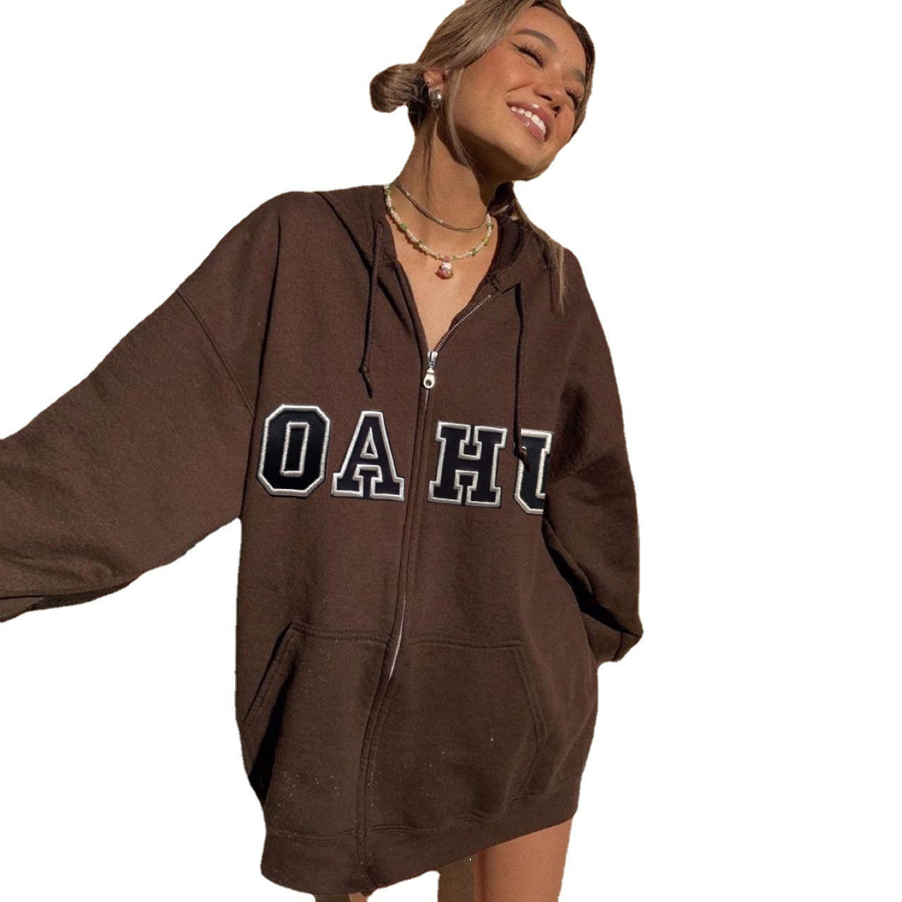 Oversized sweatvest met letterprint