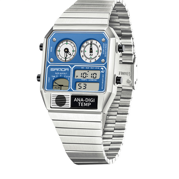 Dual Display 50m Water Resistant Electronic Watch