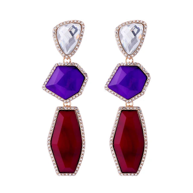 New ZAA Vintage Multilayer Geometric Resin Earrings for Women Boho Statement Jewelry Holiday Party Gifts Wholesale