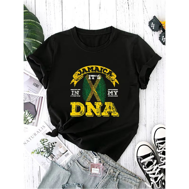 Geprinte zwarte Jamaicaanse unisex T-shirt