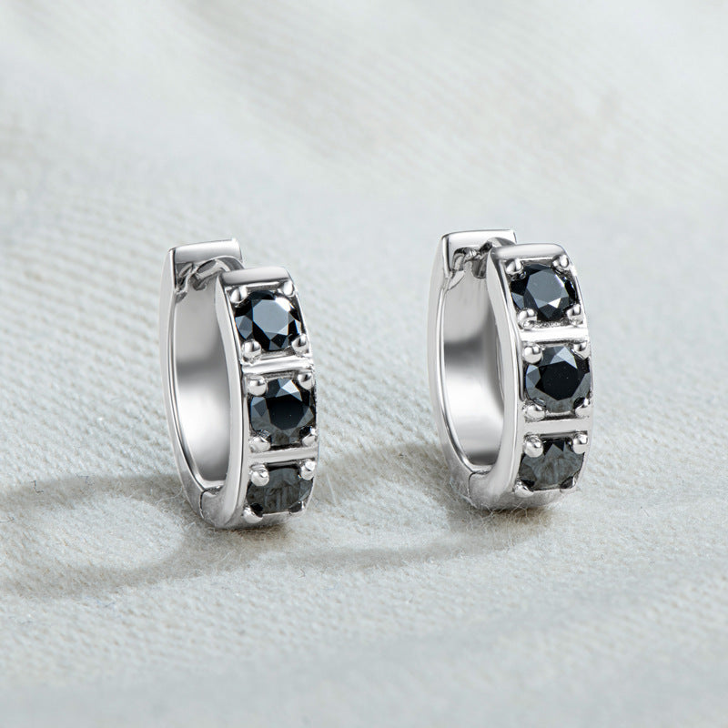 Moissanite Oorbel Oorbel S925 Sterling Zilver Zwart En Wit