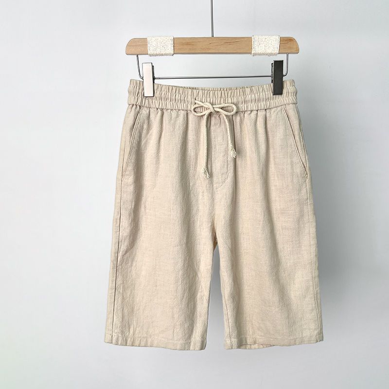 Cotton Linen Shorts Men's Summer Linen Five-Quarter Pants Men's Beach Pants Loose Casual Large Shorts