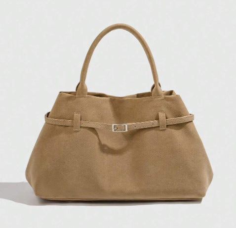 Suede Belt Buckle Tote Bag