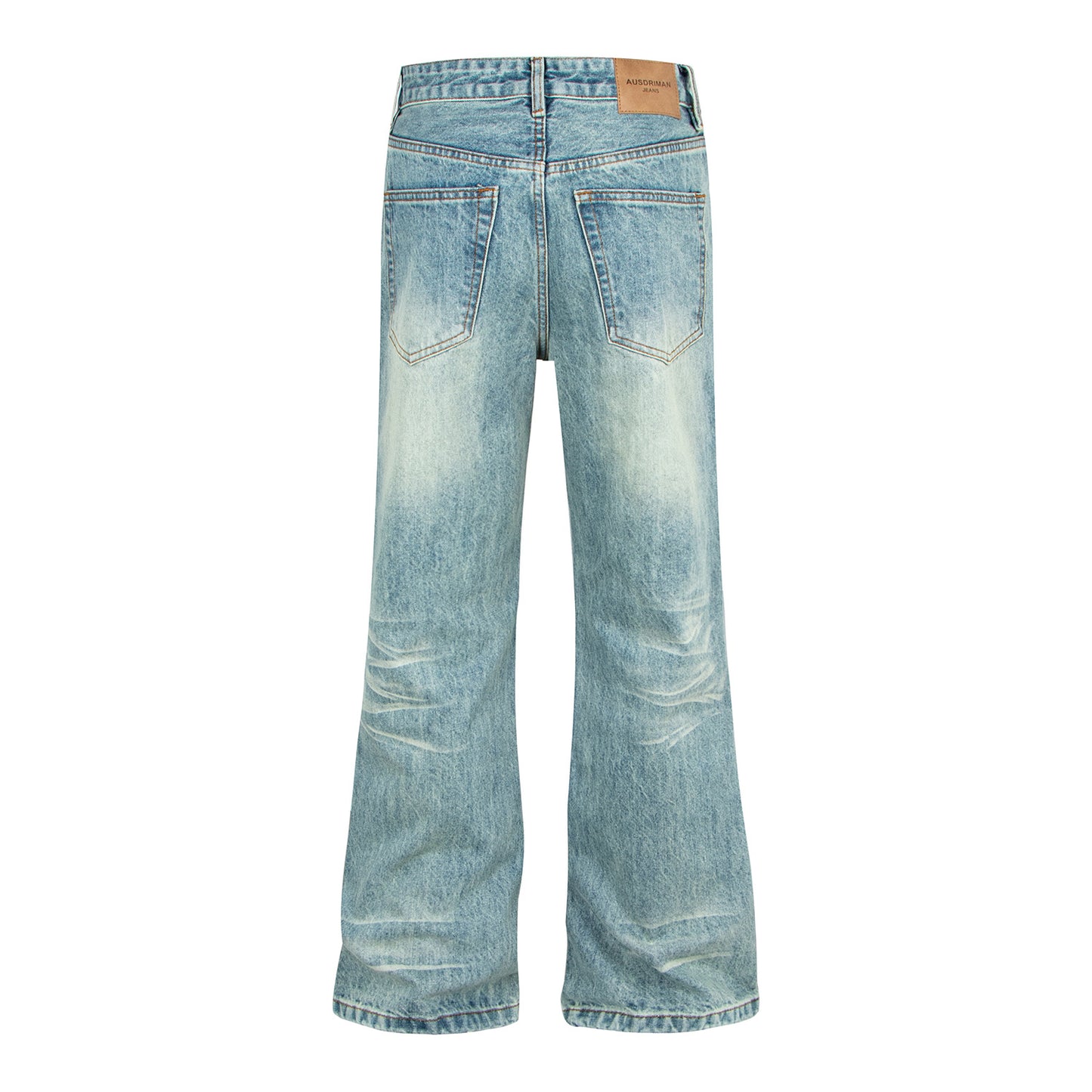 Retro washed blauwe slim fit flared unisex jeans met losse wijde pijpen