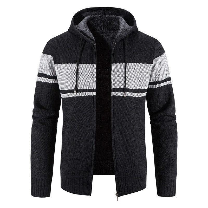 Spring and Autumn Men's Hooded Knitted Cardigan