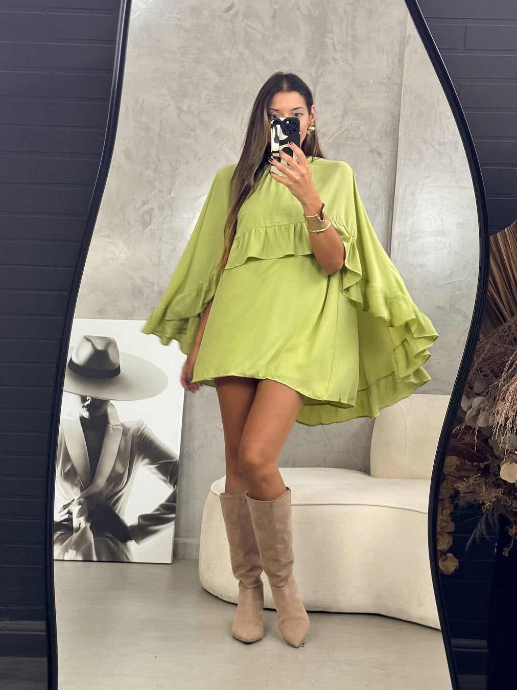 Bohemian geplooide losse jurk en top tweedelige set