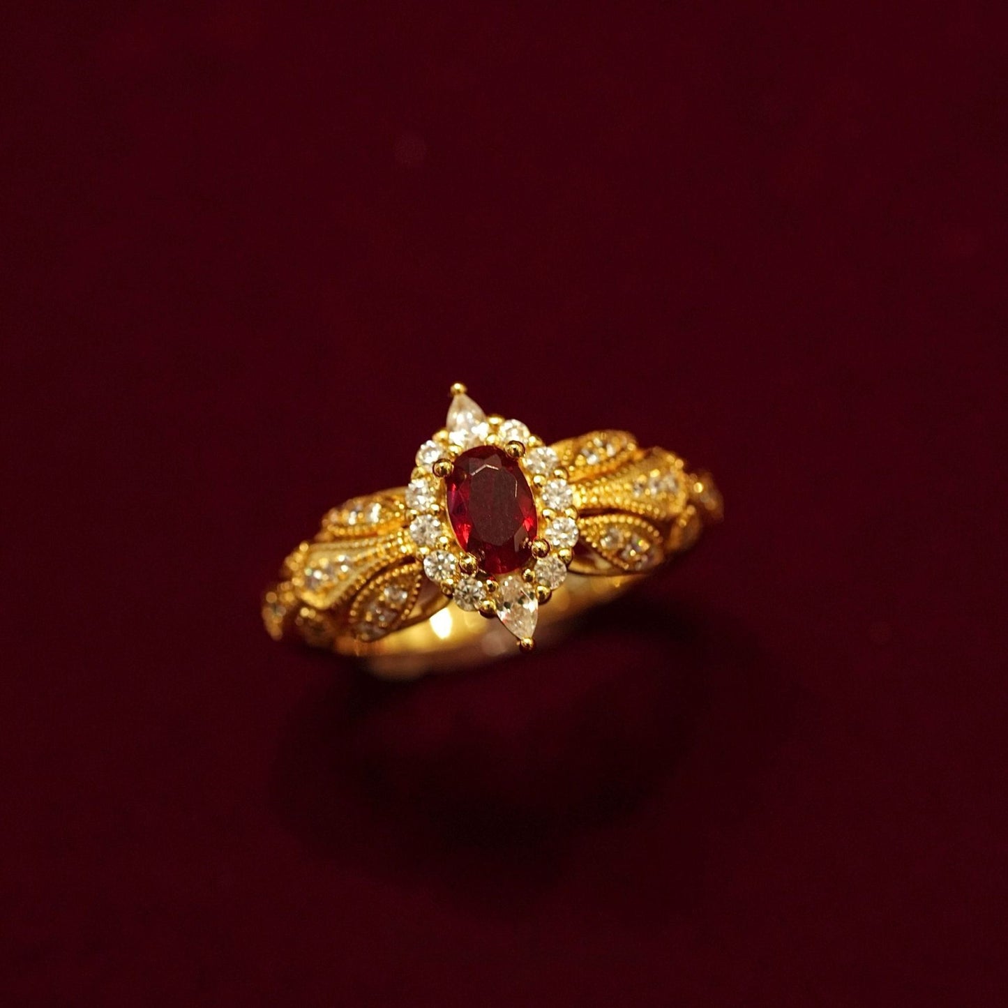 French Retro Ruby Open Ring