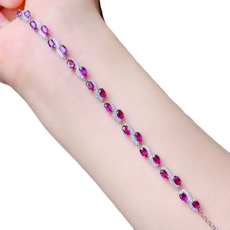 Verstelbare armband van magnesium aluminium granaat en sterling zilver