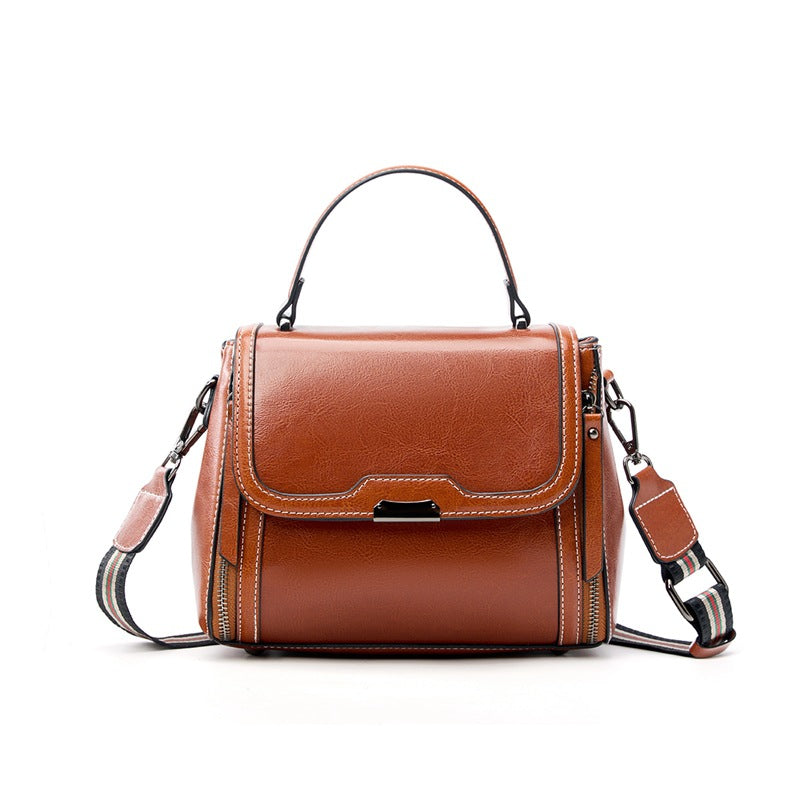 Cowhide Leather Crossbody Handbag