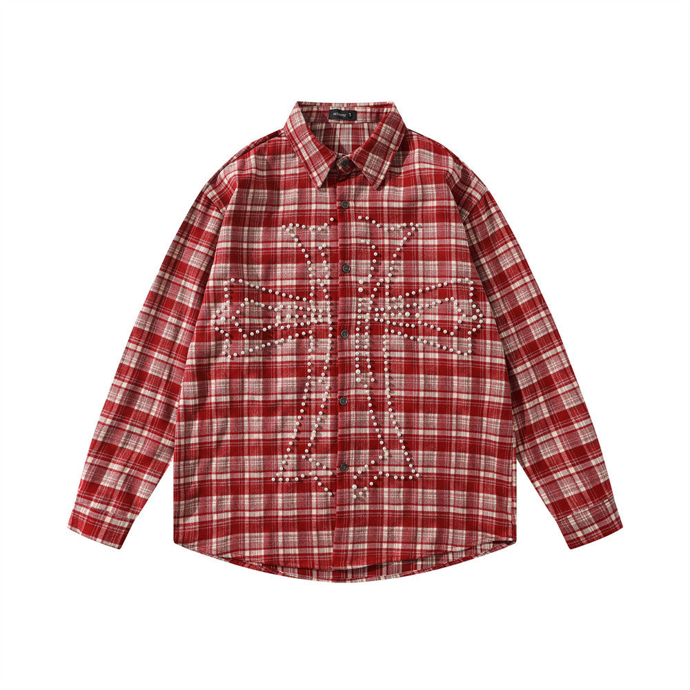 Loose plaid long sleeved shirt