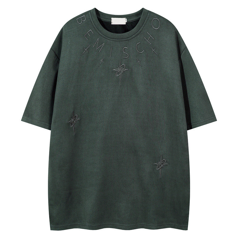 Men's Short Sleeve T-Shirt with Letter and Star for Summer