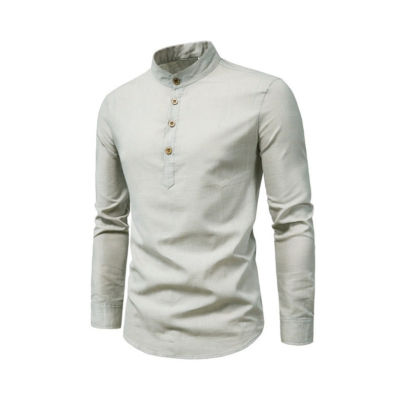 Slim fit herenoverhemd met lange mouwen en hoge hals