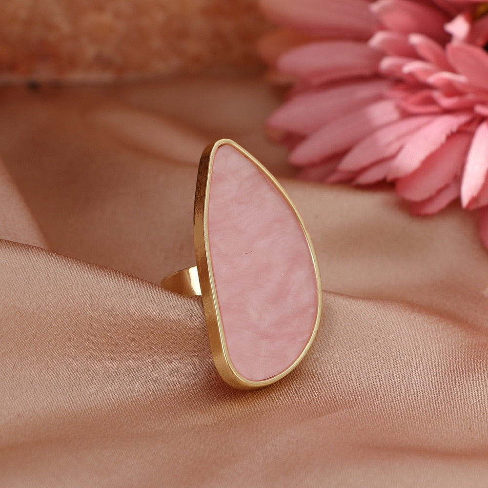 Korean Version Of The Niche Design Ins Style Irregular Agate Resin Ring Female Opening Adjustable