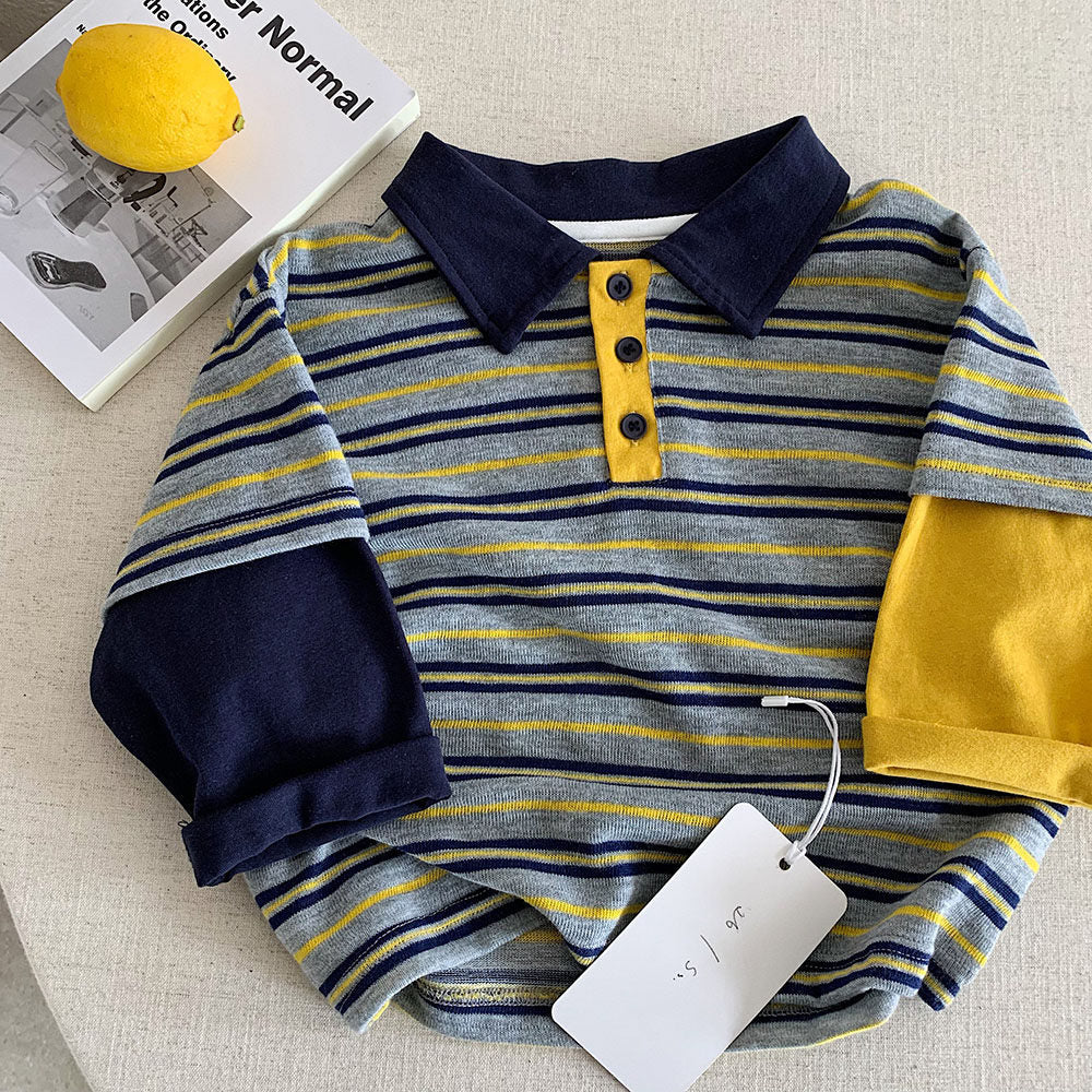 Children's Long Sleeve T-Shirt SPolo Collar Basic Top