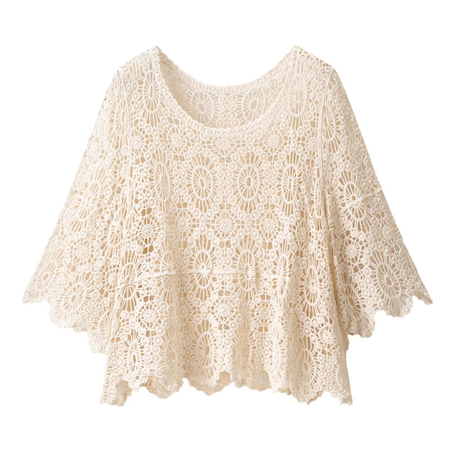 Hook flower loose hollow out versatile lace women's knitted sweater