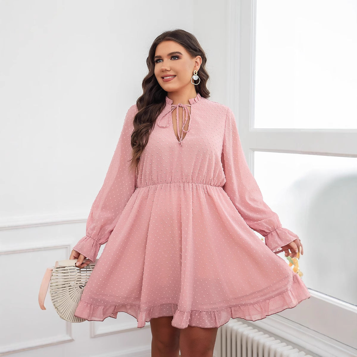 Plus Size Dress Spring Summer Women's Clothing Vacation Casual Loose High Waist Dress