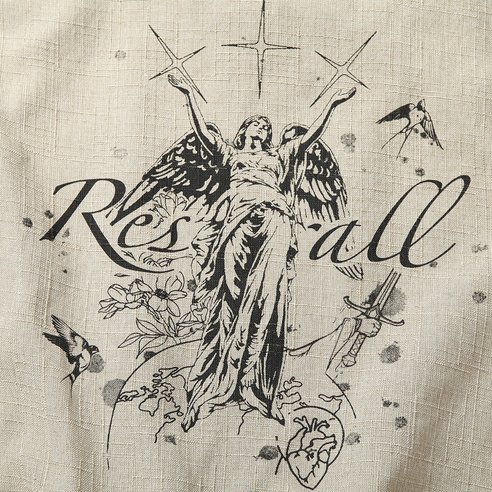 Bomberjack met print van een engelenvleugelbeeld