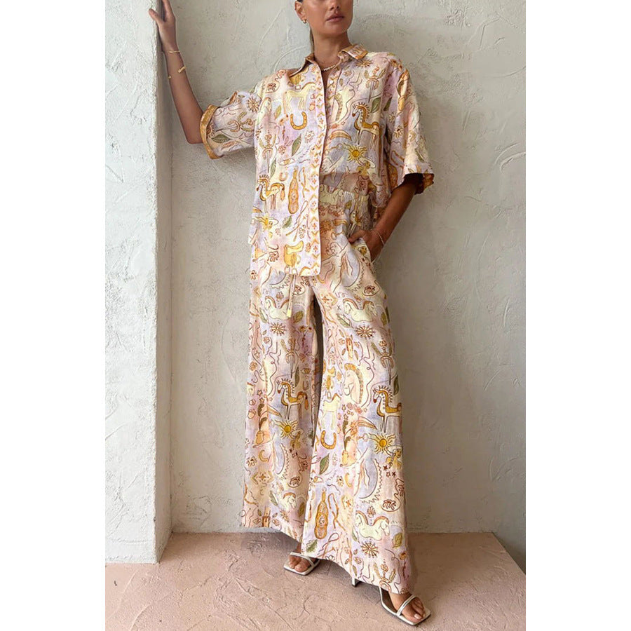Casual Pocket Half-Sleeve Set INS Loose Fashion Women's Two-Piece Suit