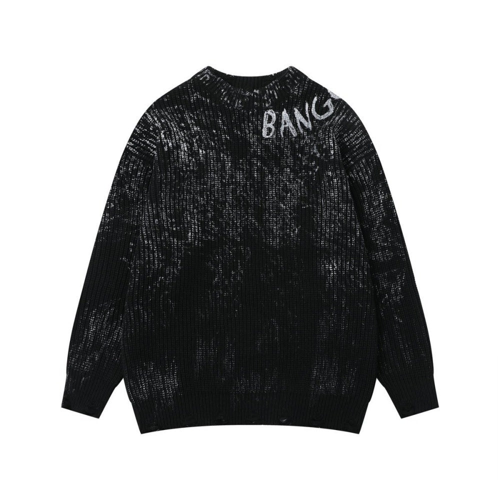 Trui met ronde hals en inktvlekken