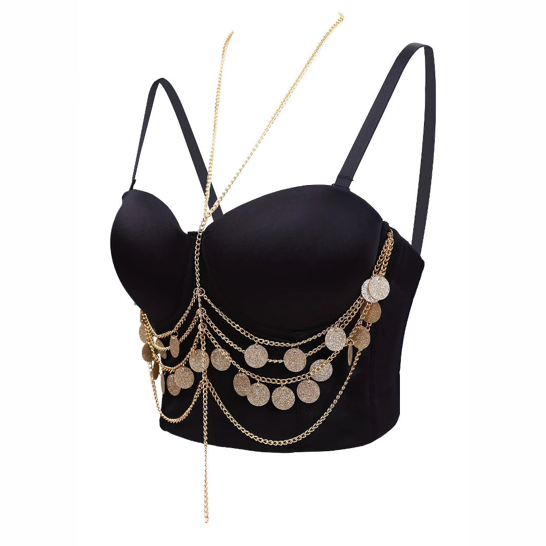 Sequined Strapless with Tassel Detail for Women Summer Wear