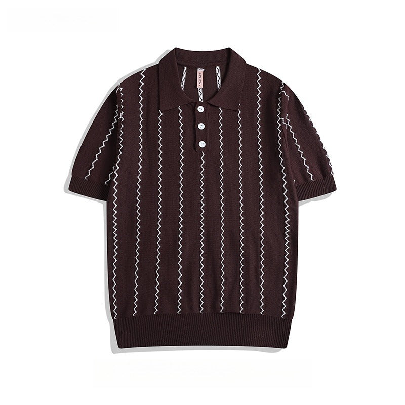 Hoogwaardig retro gebreid poloshirt voor heren