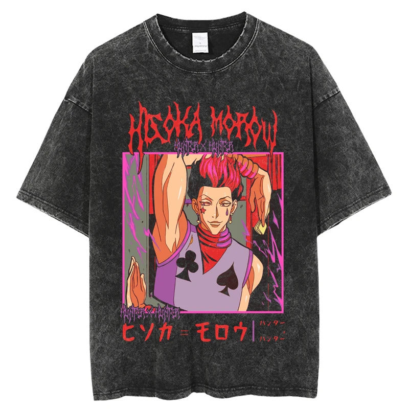 Summer New Fullmetal Alchemist Anime Print T-Shirt Summer Cotton Washed Top Retro Vintage Short Sleeve