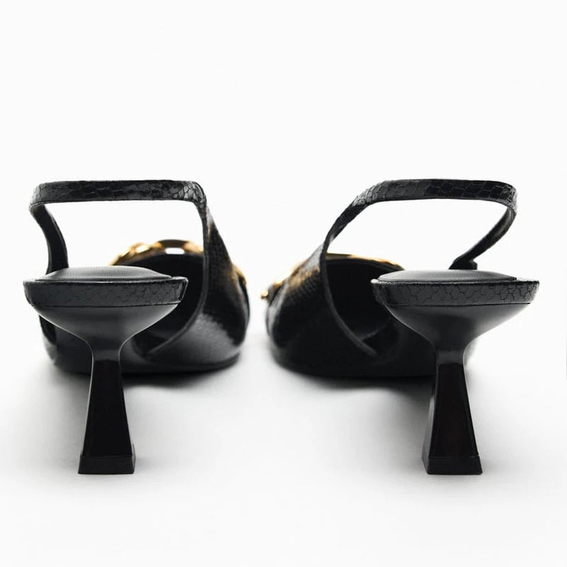 Zwarte elegante slingback pumps