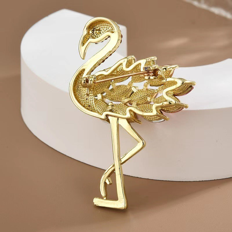 Exclusieve flamingo kristallen broche