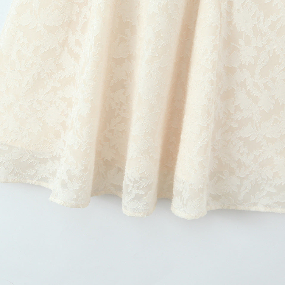 Klassieke lange bloemenkanten jurk voor dames met veter-ritssluiting