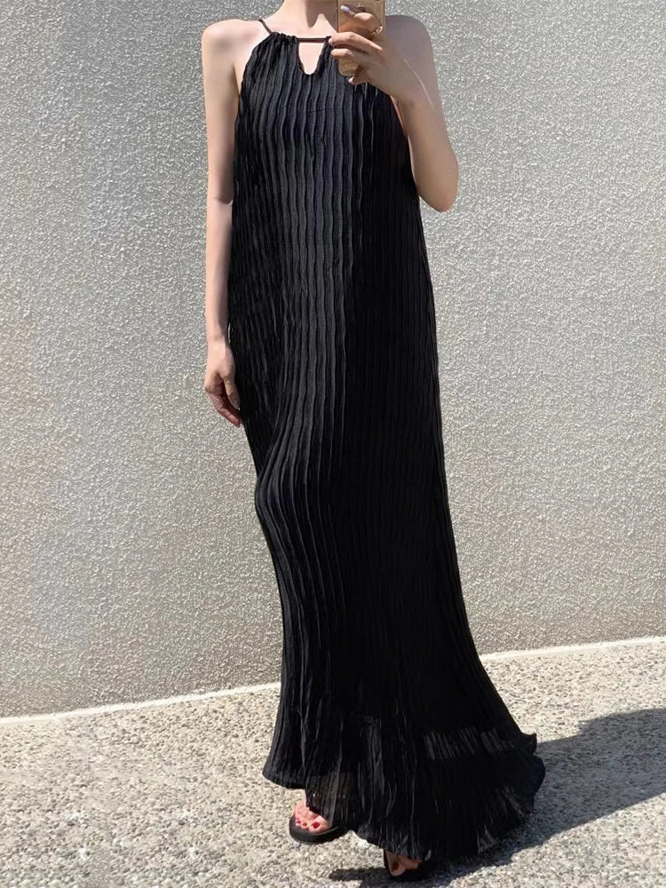 Zomerse Franse luxe jurk met driedimensionaal plooidesign