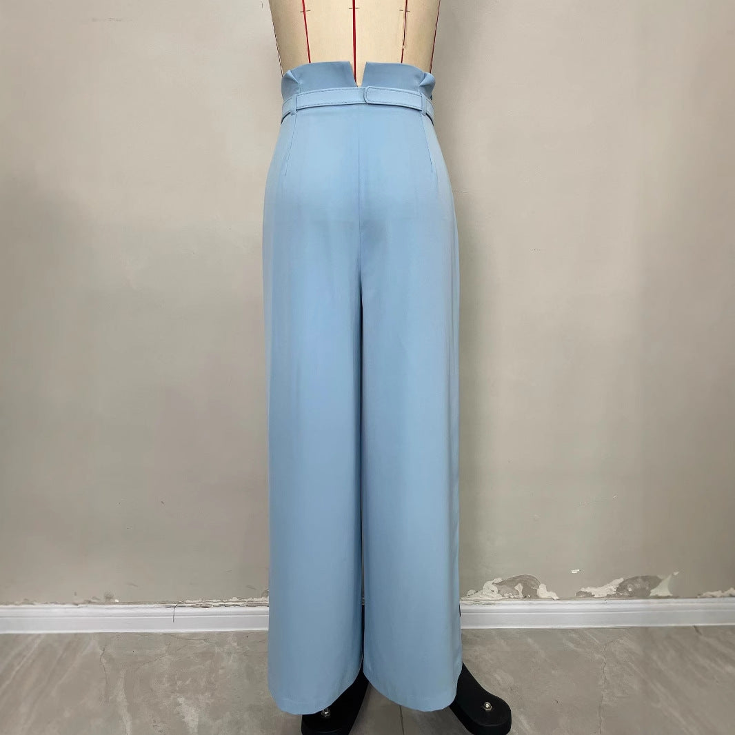 Wrinkled waist cinched pants