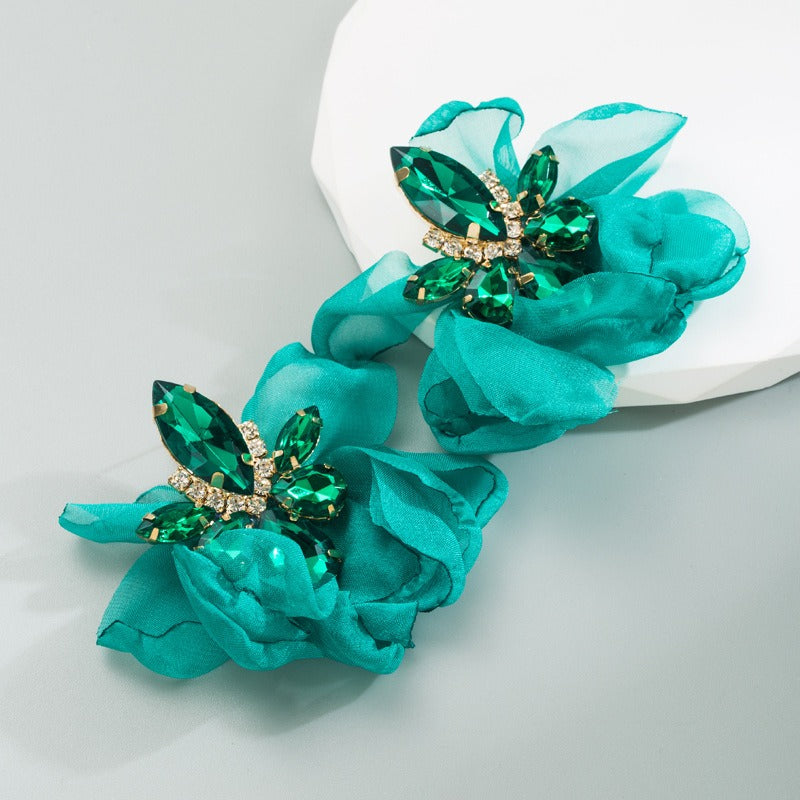 Bloemoorbellen van legering met diamanten in retrostijl