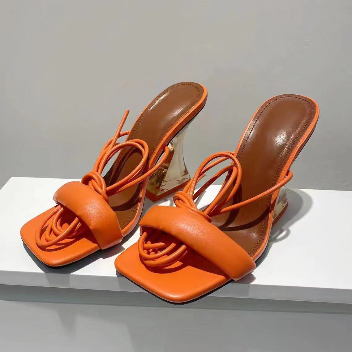 Summer New Plus Size Women's Shoes Roman Style Straps Thick Thick Heel High-Heeled Sandals