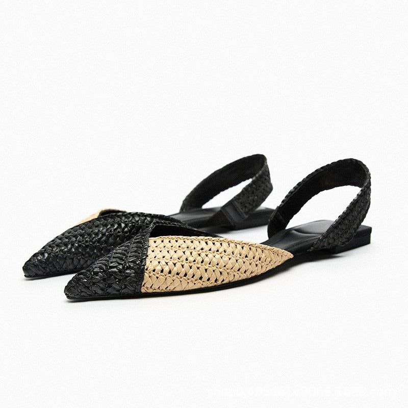 Platte designer slingback schoenen met spitse neus